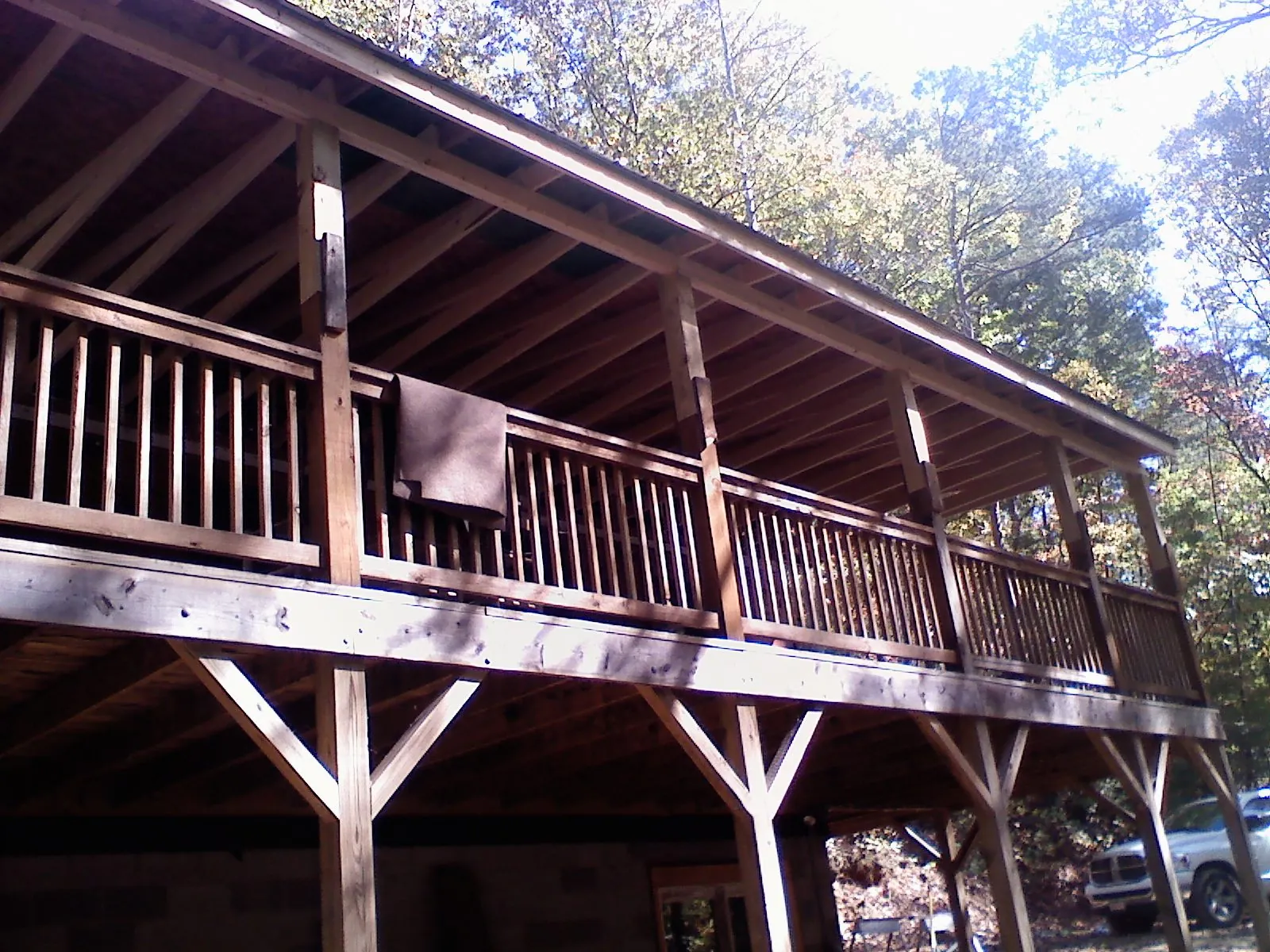 Timber framing under a new elevated porch and deck — Roof Leak Repair in Terrell by Roofing Brothers